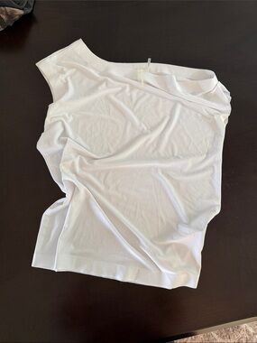 Norma Kamali Asymmetric One-Shoulder White Tank Top